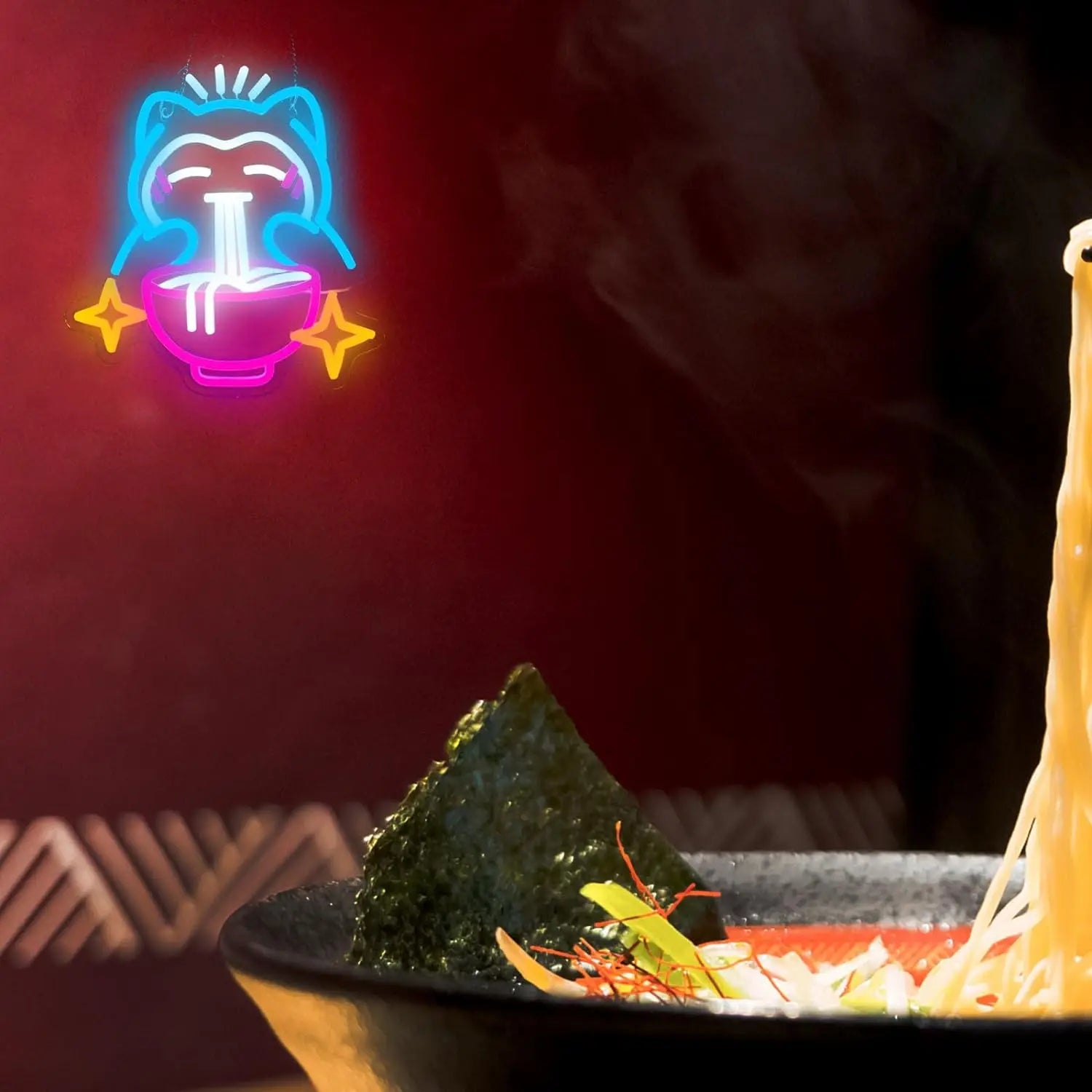 Pokemon Ramen Neon Light Dimmable LED Neon Light for Kitchen Dining Room Wall Art Fun Foodie Decor Birthday Gift for Anime Fans