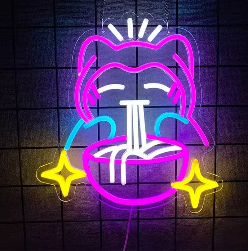Pokemon Ramen Neon Light Dimmable LED Neon Light for Kitchen Dining Room Wall Art Fun Foodie Decor Birthday Gift for Anime Fans